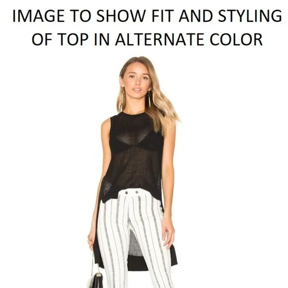 White + Warren, Hi-Low Sleeveless Sweater Tunic Vest in Cream, Size Small - Picture 3 of 8